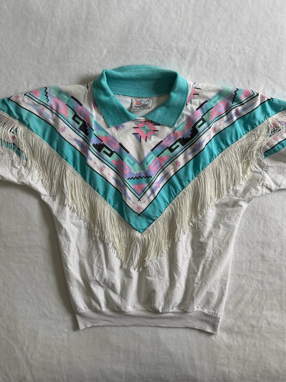 Hazelwoods Southwestern Fashion Med Vintage
80's Tassel Western Top Made In USA
